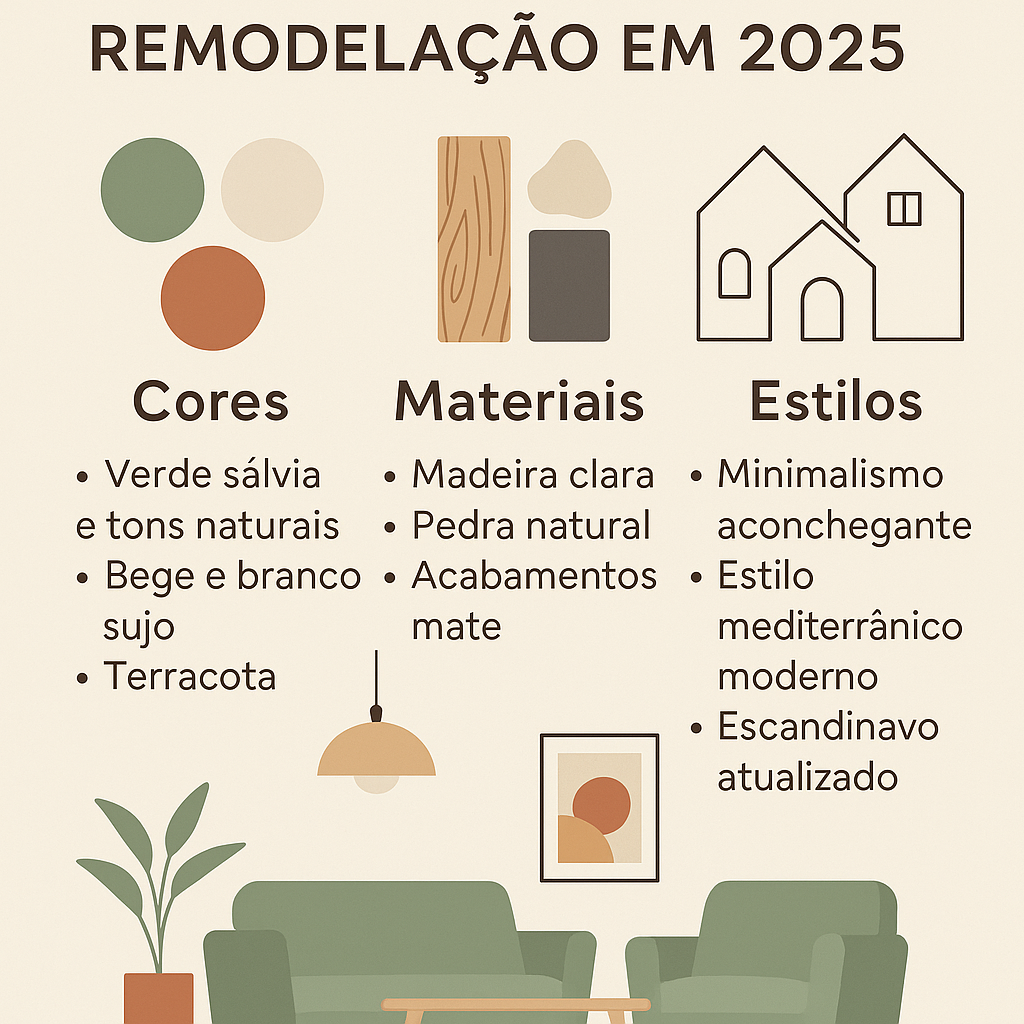 Tendências de remodelação 2025 com paredes em verde sálvia e decoração moderna