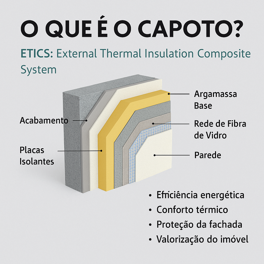 Imagem que detalhe o principio do isolamento Capoto