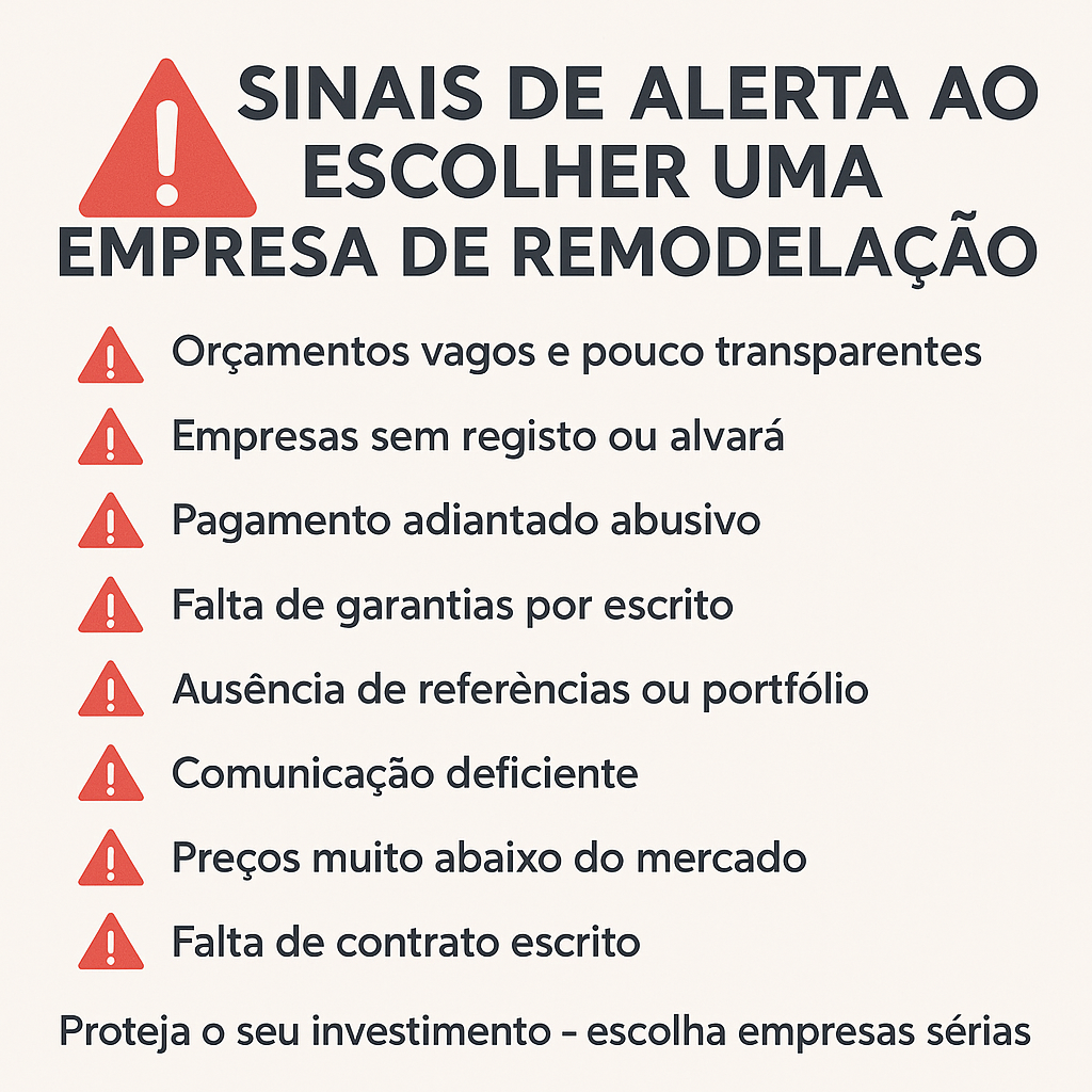 A imagem descreve todos os sinais de alerta na escolha de uma empresa