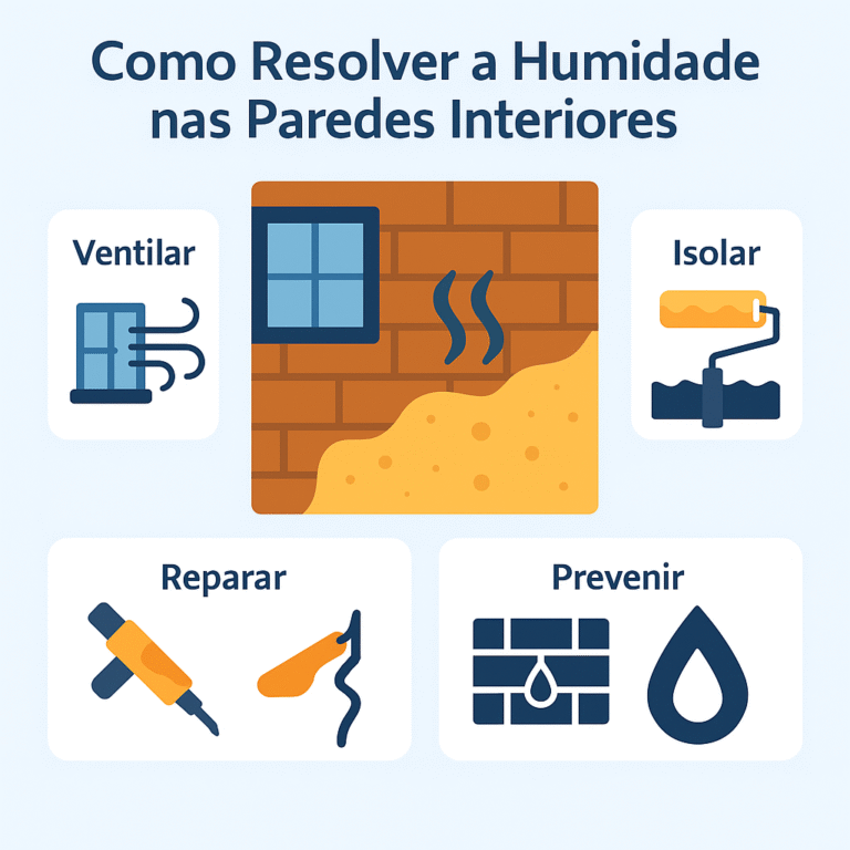 A imagem ilustra as differentes soluçoes para resolver a humidade nas casas