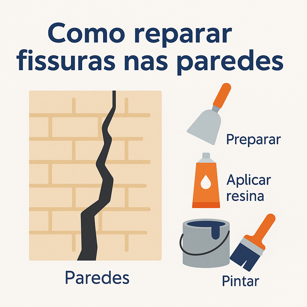 A Imagem ilustra as varias soluçaoes para reparar fissuras nas paredes