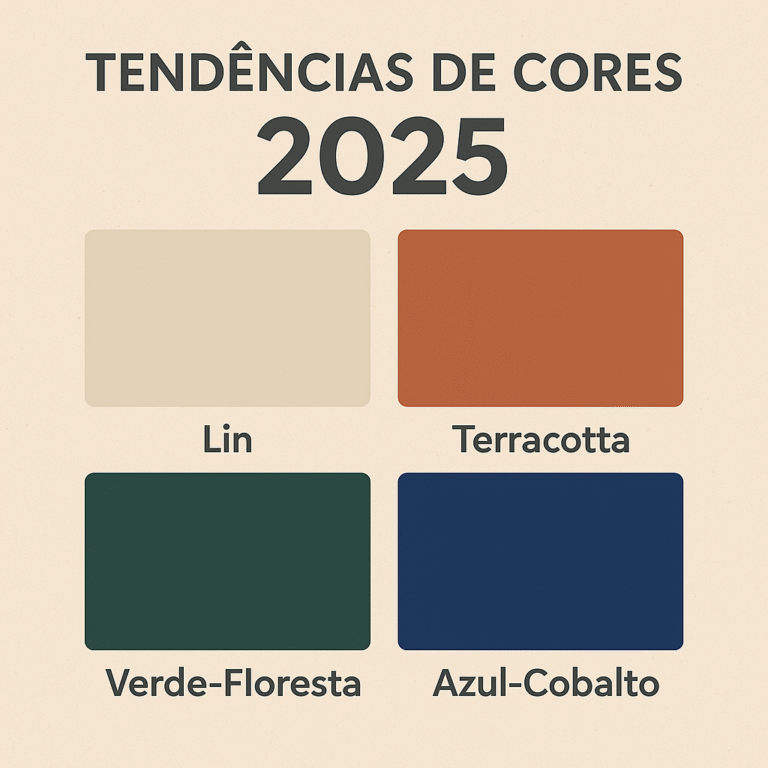 Image illustra as tendências de cores em 2025, terracotta, lin, etc ...