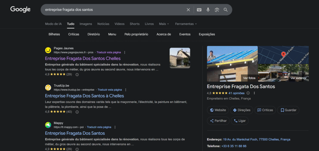 A imagem illustra os criterios positivios e a fama que tinha a nossa empresa em França