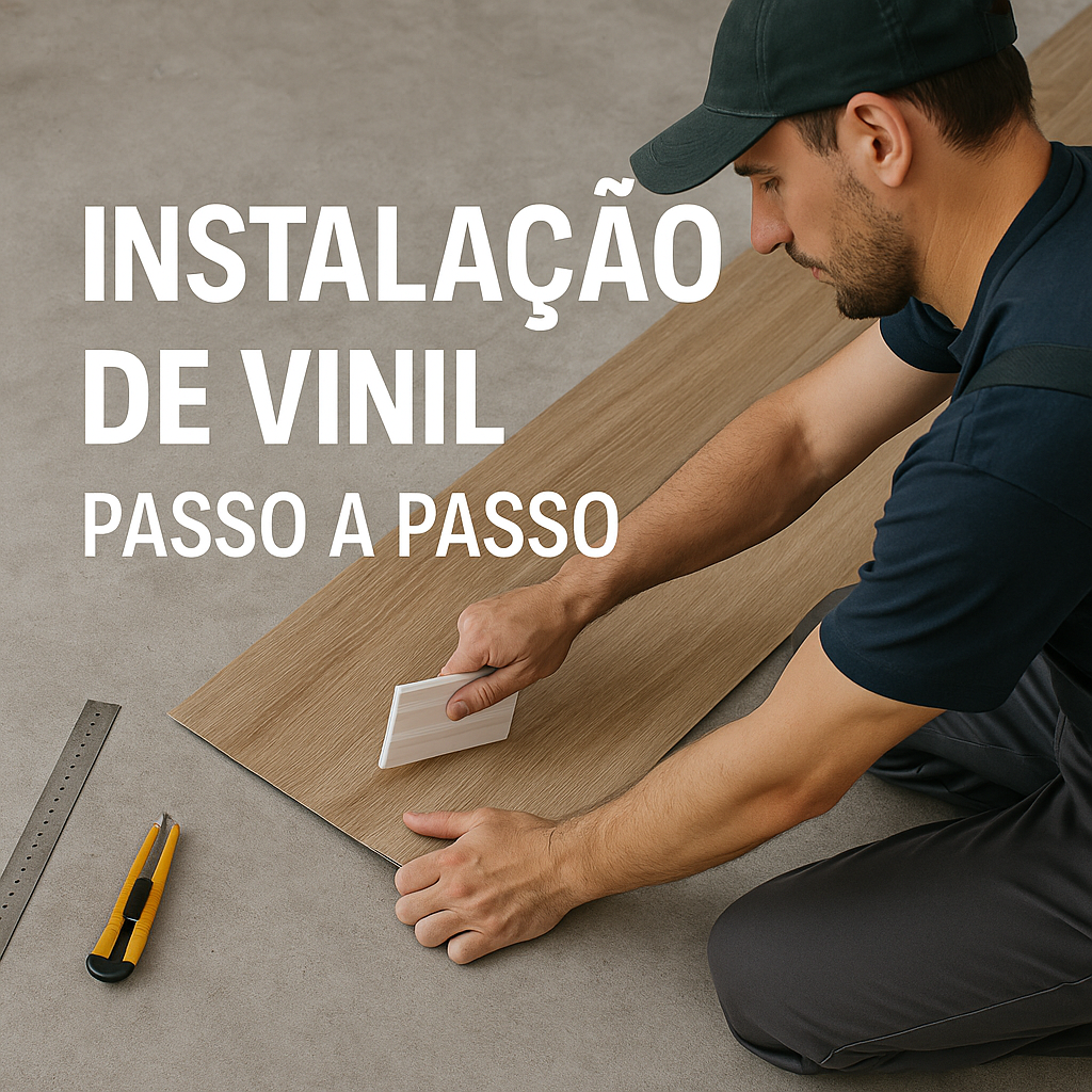 A imagem descreve um instalador, com vinil, ferrementas e titulo do artigo