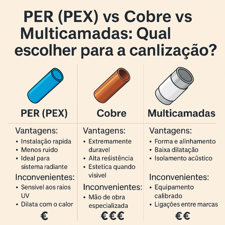 A imagem descreve um fundo beige com o titulo do artigo e os logos dos diferentes componentes com vantagens e inconvenientes